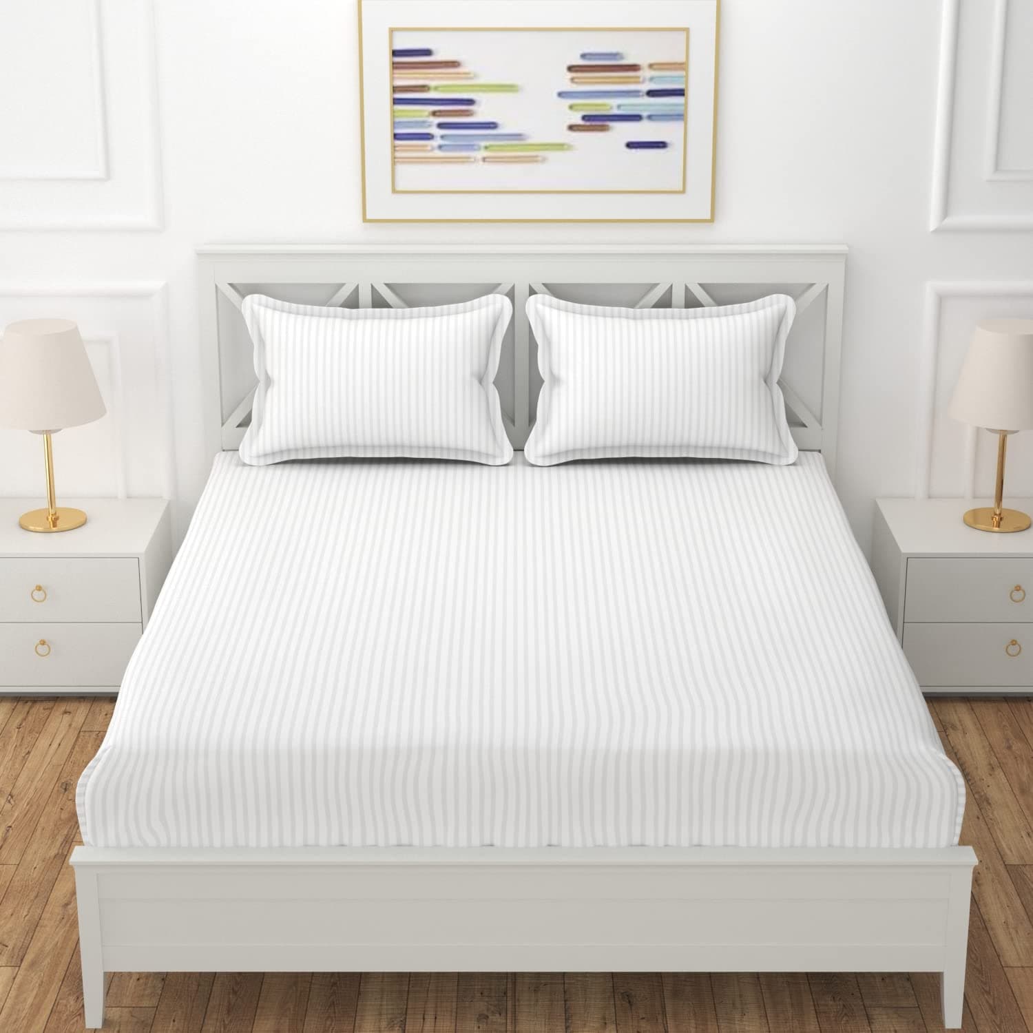 satin stripe fitted sheet